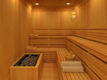 sauna drewniana z parą